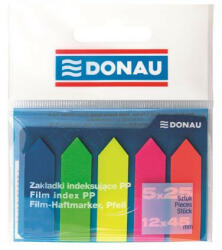 DONAU Jelölőcímke, műanyag, nyíl forma, 5x25 lap, 12x45 mm, DONAU, neon szín (D7556) - bestoffice