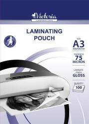 Victoria Meleglamináló fólia, 75 mikron, A3, fényes, VICTORIA OFFICE (627311)