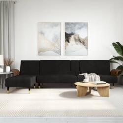 vidaXL Canapea extensibilă în formă de L negru 279x140x70 cm catifea (3157218) Canapea
