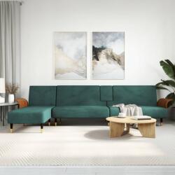 vidaXL Canapea extensibilă în formă de L verde 279x140x70 cm catifea (3157217) Canapea