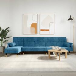 vidaXL Canapea extensibilă în formă de L albastru 271x140x70cm catifea (3157220) Canapea