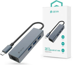DEVIA Leopard Series 5 in 1 USB Type-C USB 3.1/RJ45/3xUSB elosztó/adapter - szürke