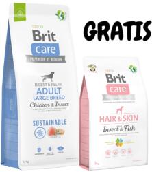 Brit CARE Dog Sustainable Adult Large Breed Chicken & Insect 12kg + Hair & Skin Insect & Fish 3kg INGYENES!