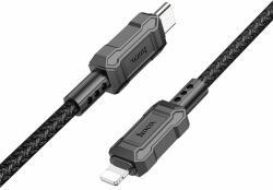 hoco. X94 Kábel - Lightning / Type-C (USB-C) fekete szövet gyorstöltő kábel 1m, 2, 4A