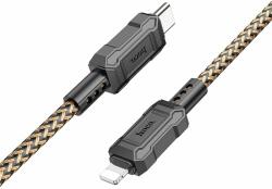 hoco. X94 Kábel - Lightning / Type-C (USB-C) fekete/arany szövet gyorstöltő kábel 1m, 2, 4A