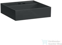 Laufen Kartell By Laufen 46x46 cm-es csiszolt aljú mosdó 2 csaplyukkal, túlfolyó nélkül, fényes fekete H8183310208151 (H8183310208151)