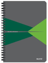Leitz Spirálfüzet, A5, kockás, 90 lap, PP borító, LEITZ "Office", szürke-zöld (44981055) - bestoffice
