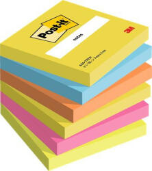 3M Öntapadó jegyzettömb, 76x76 mm, 6x100 lap, 3M POSTIT "Energetic", vegyes színek (LP654TFEN) - bestoffice