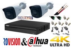 Dahua Sistem supraveghere profesional 2 camere 8MP 4K ultra hd, IR80m, microfon incorporat (201901014108) - rovision