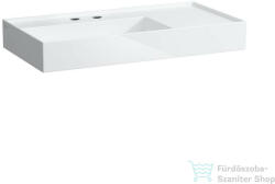 Laufen Kartell By Laufen 90x46 cm-es csiszolt aljú mosdó 2 csaplyukkal, túlfolyó nélkül, LCC Active bevonattal, fehér H818338A008151 (H818338A008151)