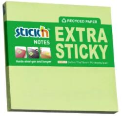 Stickn Öntapadó jegyzettömb STICK`N extra erős 76x76mm újrahasznosított pasztel zöld 90 lap (21602)