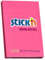 Stickn Öntapadó jegyzettömb STICK`N 76x51mm neon pink 100 lap (21161)