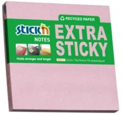 Stickn Öntapadó jegyzettömb STICK`N extra erős 76x76mm újrahasznosított pasztel rózsaszín 90 lap (21601)