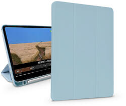 DEVIA Apple iPad 10.2 (2019/2020/2021) tablet tok (Smart Case) on/off funkcióval, Apple Pencil tartóval, mágneses töltővel - Devia Leather Case With Pencil Slot -kék - bluedigital