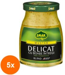 Smak Set 5 x Mustar Delicat cu Boabe Intregi, Smak, 180 g