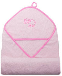 Vaganza hímzett fürdőlepedő, fürdetőkesztyűvel 110*110 cm - rózsaszín bari - babyshopkaposvar
