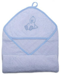 Vaganza hímzett fürdőlepedő, fürdetőkesztyűvel 80*80 cm - kék kacsa - babyshopkaposvar