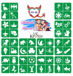 KiviArt Csillámtetoválás sablon "B" szett 48 db - 4 in 1