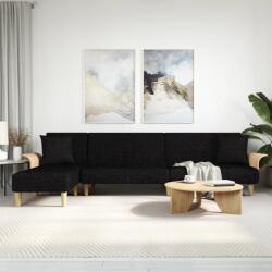 vidaXL Canapea extensibilă în formă de L negru 279x140x70 cm textil (3157213) Canapea