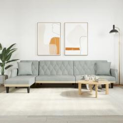 vidaXL Canapea extensibilă în formă de L gri 271x140x70 cm catifea (3157276) Canapea