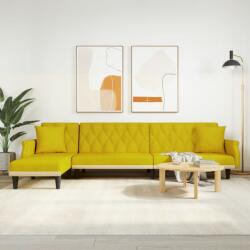 vidaXL Canapea extensibilă în formă de L galben 271x140x70 cm catifea (3157280) Canapea