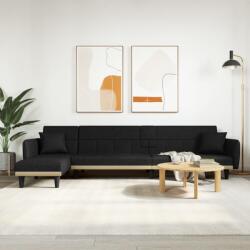 vidaXL Canapea extensibilă în formă de L negru 275x140x70 cm textil (3157231) Canapea