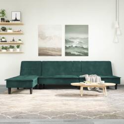 vidaXL Canapea extensibilă în formă de L verde 255x140x70 cm catifea (3157262) Canapea