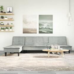 vidaXL Canapea extensibilă în formă de L gri 255x140x70 cm catifea (3157260) Canapea
