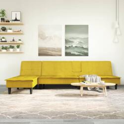 vidaXL Canapea extensibilă în formă de L galben 255x140x70 cm catifea (3157264) Canapea