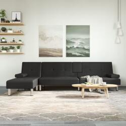 vidaXL Canapea extensibilă în formă de L negru 255x140x70 cm piele eco (3157265) Canapea