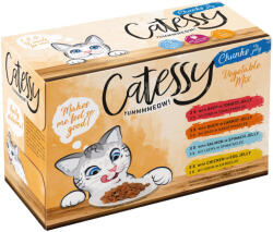 Catessy Catessy Pachet mixt Bucățele în gelatină legume-ouă - 12 x 100 g cu 4 sortimente diferite