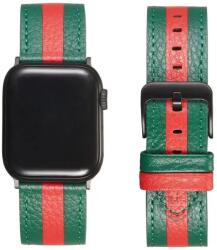 XPRO Apple Watch bőr szíj Sötétzöld / Piros 42mm/44mm/45mm/49mm (128068) (128068)