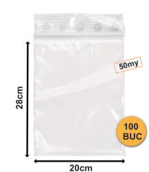  Pungi Cu Fermoar, Set 100 bucăți, 200x280mm, 50my (ZIP-200-280-100)