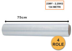 Set 4 Role Folie Stretch Transparentă, 750mm, 23my, 2.25kg, 134ml (FST-75-4R)