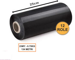 Set 12 buc Folie Stretch manuala neagra 250mm, 134m, 0.75kg (FSN-25-0.75x12)