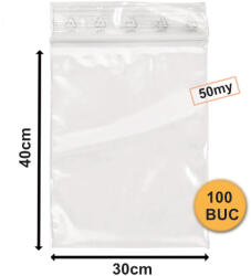  Pungi Cu Fermoar, Set 100 bucăți, 300x400mm, 50my (ZIP-300-400-100)