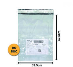  Pungi Curierat cu Buzunar AWB, Set 100 bucăți, 325x425+50mm, 60my, FB04+ (FB04-PLUS-100)