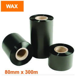  Ribon 80mm x 300m, Ceară, Negru, OUT (RIB-Wax-80-300-OUT)