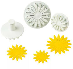 3 darabos fondant és marcipán kiszúró - Margaréta, gerbera - Nagy (T00365)