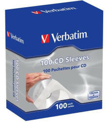 Verbatim CD/DVD boríték, papír, ablakos, bebújtatós fül, VERBATIM, fehér (V49976) - bestoffice