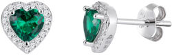 Preciosa Cercei din argint Velvet Heart, inimi cu zirconiu cubic Preciosa 5371 66, verde/smarald