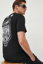Plein Sport pamut póló fekete, nyomott mintás - fekete M - answear - 108 690 Ft