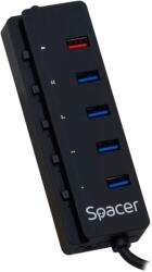 Spacer HUB Extern Spacer Porturi USB: USB 3.0 x 4 Port USB Quick Charge x 1 Conectare Prin USB 3.0 Alimentare 220V Negru (SPH-4USB30-1QC)