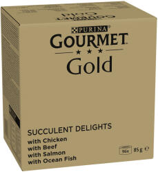 Gourmet 96x85g Gourmet Gold Gourmet Gold szaftos-finom csíkok csirke, tengeri hal, marha, lazac nedves macskatáp