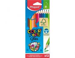 Maped Creioane Colorate, Color Peps Star, 12 culori/set, FSC, Maped 183212FC