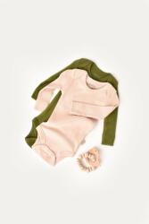 BabyCosy Set 2 body-uri cu maneca lunga bebe unisex din bumbac organic si modal - Verde/Blush, Baby Cosy (BC-CSYM11312-18)