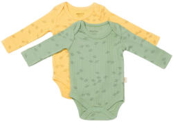 BabyCosy Set 2 body-uri cu maneca lunga Printed, BabyCosy, 50% modal+50% bumbac, Lamaie/Verde (Marime: 0-3 Luni) (BC-CSYM11316-18)
