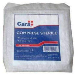  Comprese sterile, 10x10 cm, 5 comprese x 8 pliuri, Cara