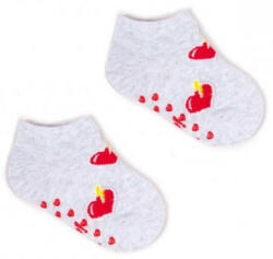 Pamut boka ABS zokni (23-26) - piros szívecske - babyshopkaposvar