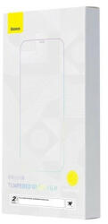 Apple iPhone 14 Pro, Kijelzővédő, ütésálló fólia (az íves részre NEM hajlik rá! ), Tempered Glass (edzett üveg), Full Glue, Baseus Crystal, Clear, 2 db / csomag